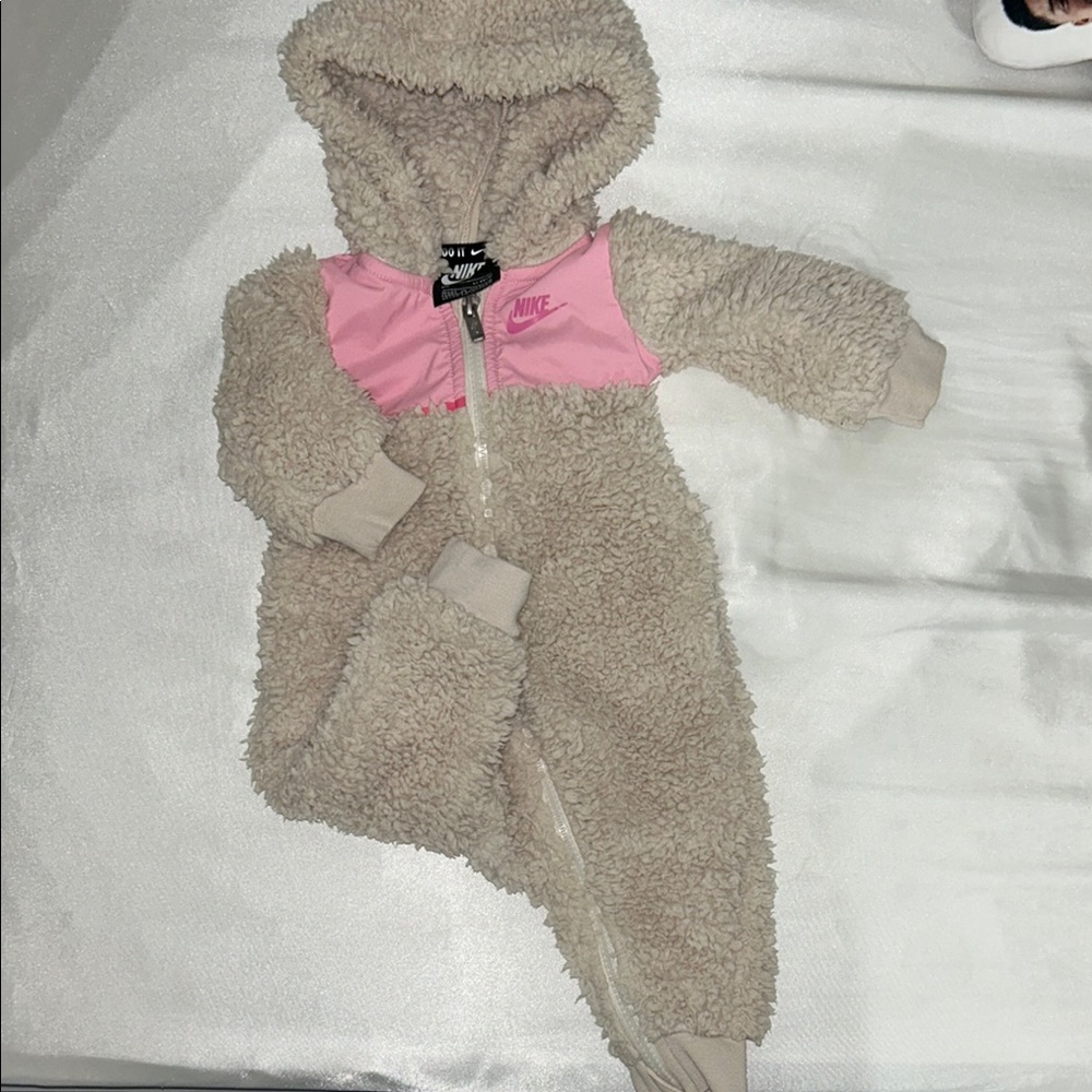 Nike baby girl Sherpa hooded coveralls
